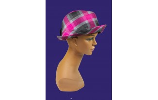 Grey and Pink Plaid Fedora Hat