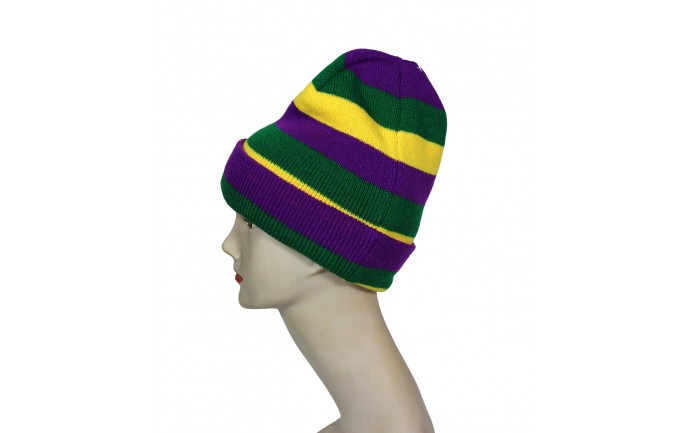 Mardi Gras Knitted Beanie