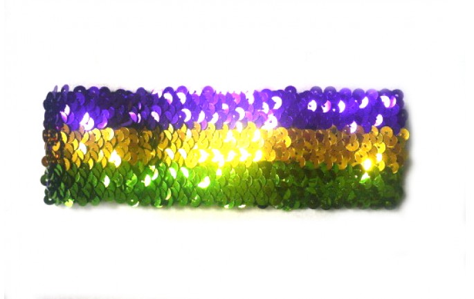 Sequined Mardi Gras Elastic Headband
