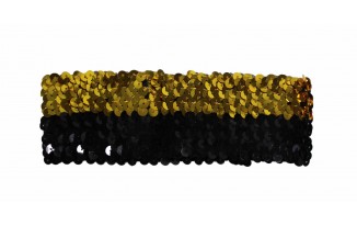 Sequined Black & Gold Elastic Headband