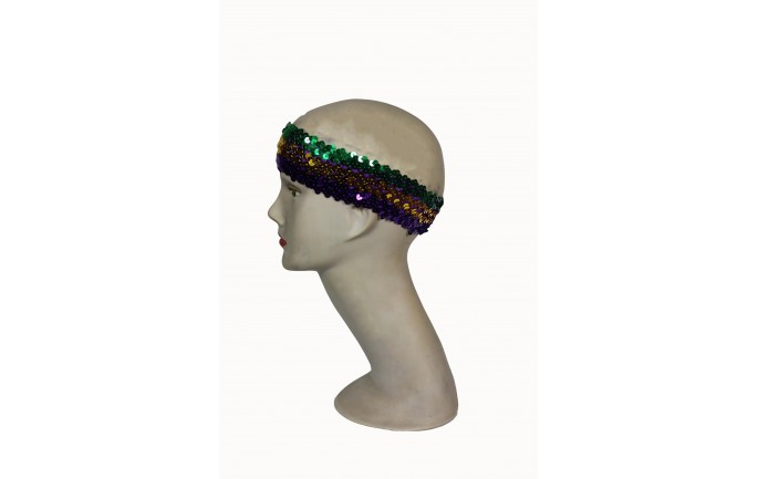 Sequined Mardi Gras Elastic Headband