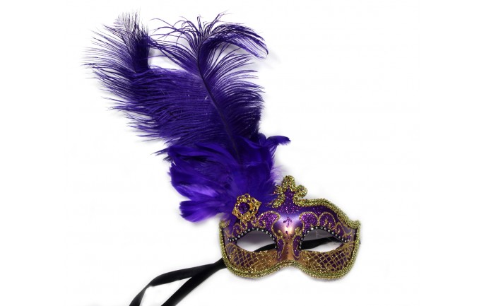Glittered Side Feathers Venetian Mask