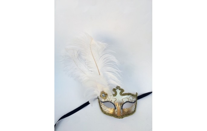 Glittered Side Feathers Venetian Mask