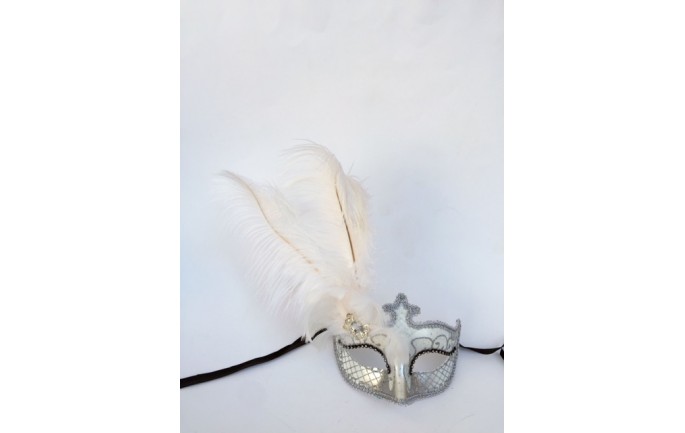 Glittered Side Feathers Venetian Mask