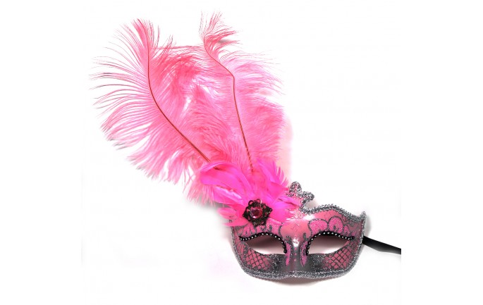 Glittered Side Feathers Venetian Mask