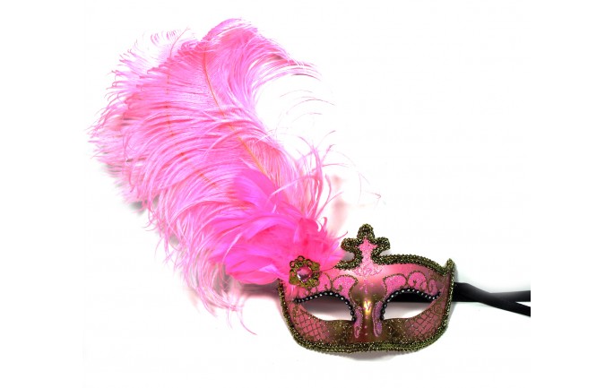 Glittered Side Feathers Venetian Mask