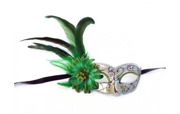 Venetian Masquerade Eye Mask with Feathers