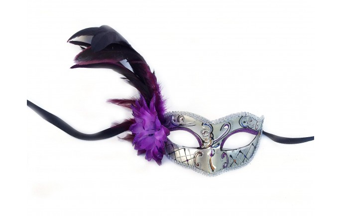 Venetian Masquerade Eye Mask with Feathers