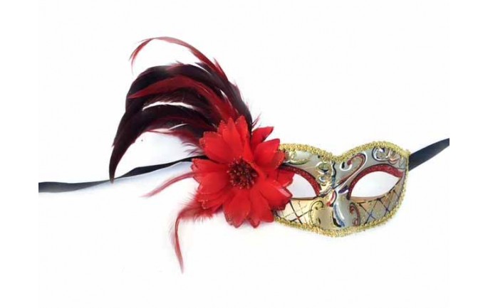 Venetian Masquerade Eye Mask with Feathers