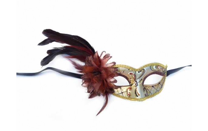 Venetian Masquerade Eye Mask with Feathers