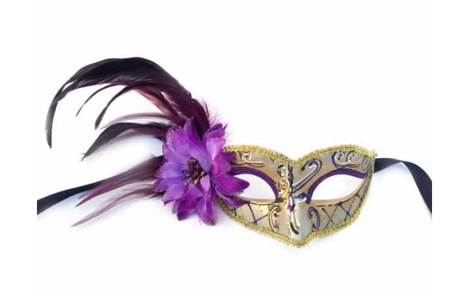 Venetian Masquerade Eye Mask with Feathers