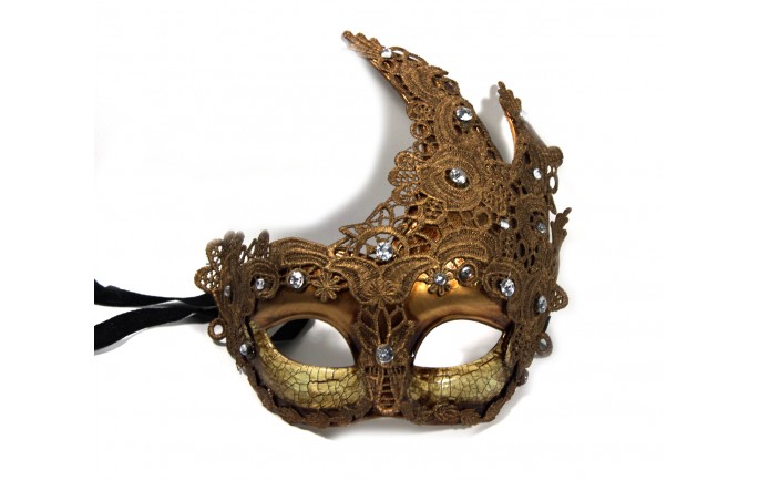 Brown Laced Venetian Mask