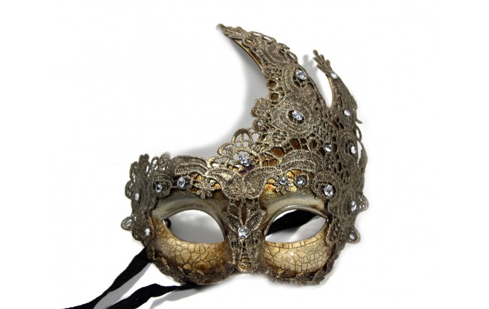 Brown Laced Venetian Mask