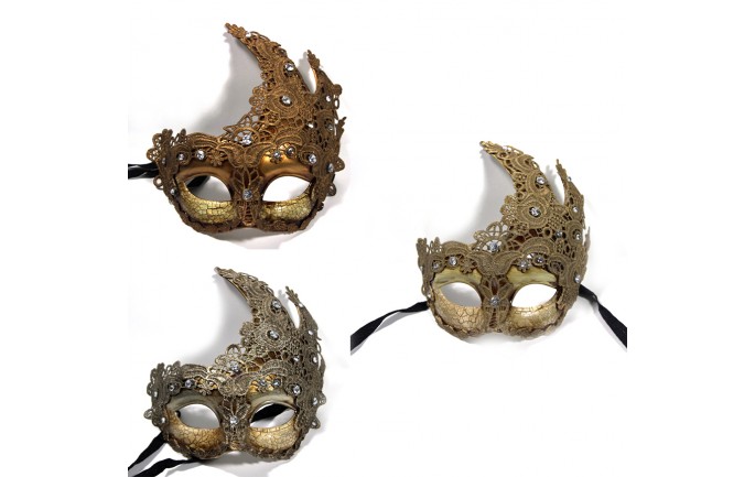 Brown Laced Venetian Mask