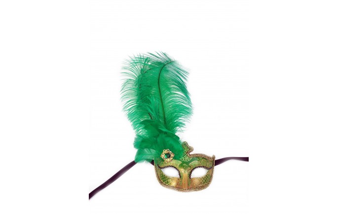 Glittered Side Feathers Venetian Mask