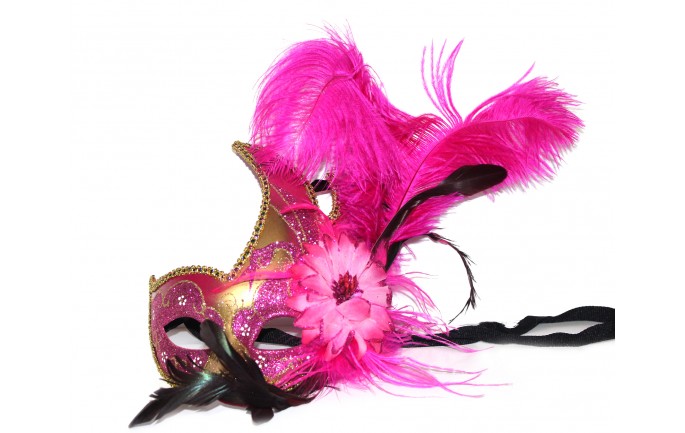 Flame Design Venetian Mask with Feathers