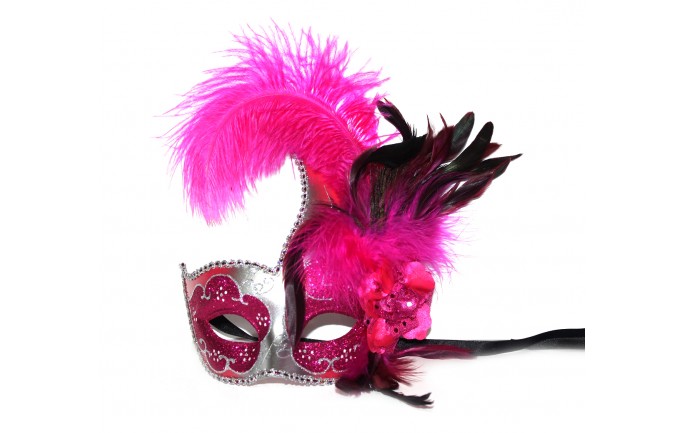 Flame Design Venetian Mask with Feathers