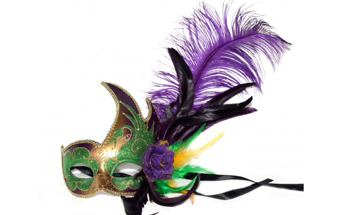 Flame Design Venetian Mask with Feathers