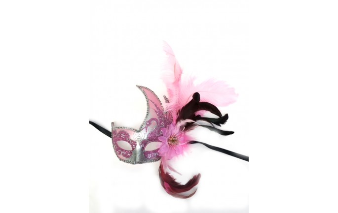 Flame Design Venetian Mask with Feathers