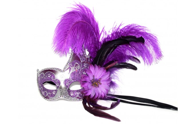 Flame Design Venetian Mask with Feathers