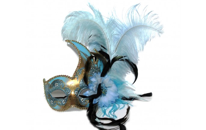 Flame Design Venetian Mask with Feathers