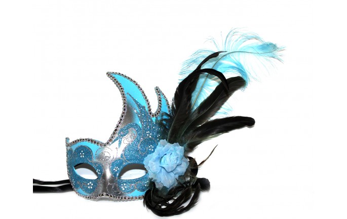 Flame Design Venetian Mask with Feathers