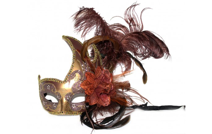 Flame Design Venetian Mask with Feathers