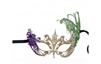 Laser Cut Metal Venetian Mask with Rhinestones 