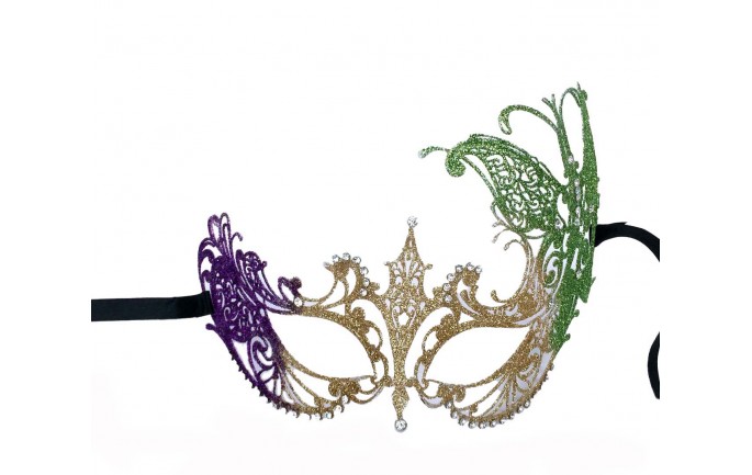Laser Cut Metal Venetian Mask with Rhinestones 