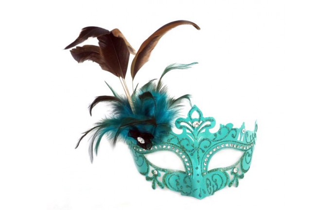 Laser Cut Look Venetian Mask with Feathers