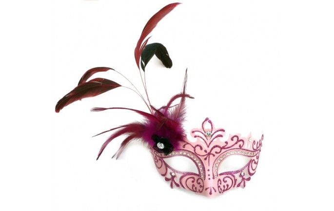 Laser Cut Look Venetian Mask with Feathers