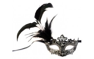 Laser Cut Look Venetian Mask with Feathers