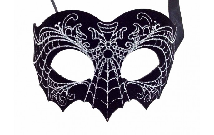 Leatherette Mardi Gras Masquerade Mask with Glitter