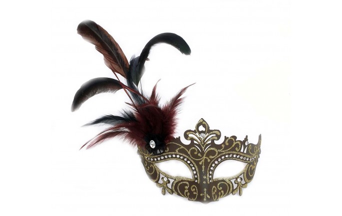 Laser Cut Look Venetian Mask with Feathers