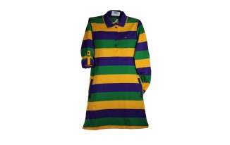 Junior Girls Mardi Gras Fully Striped Rugby Style Dress with Pockets