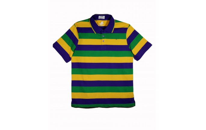 Kids  Mardi Gras Fully Striped Short Sleeves Polo