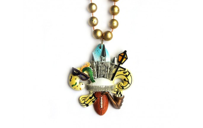 New Orleans Symbols on Fleur de lis Bead