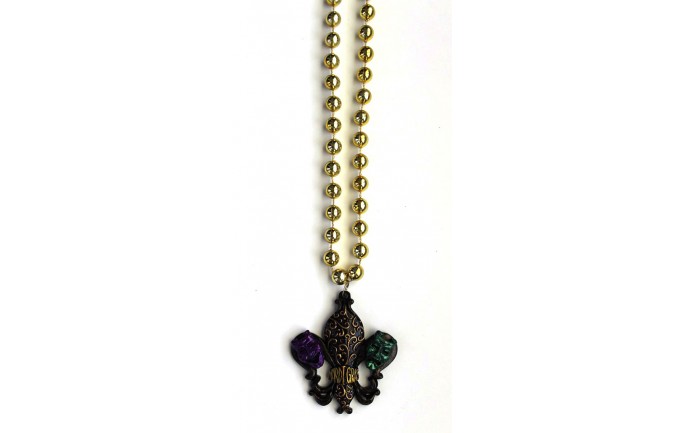 Black Fleur de Lis with Comedy Tragedy Bead