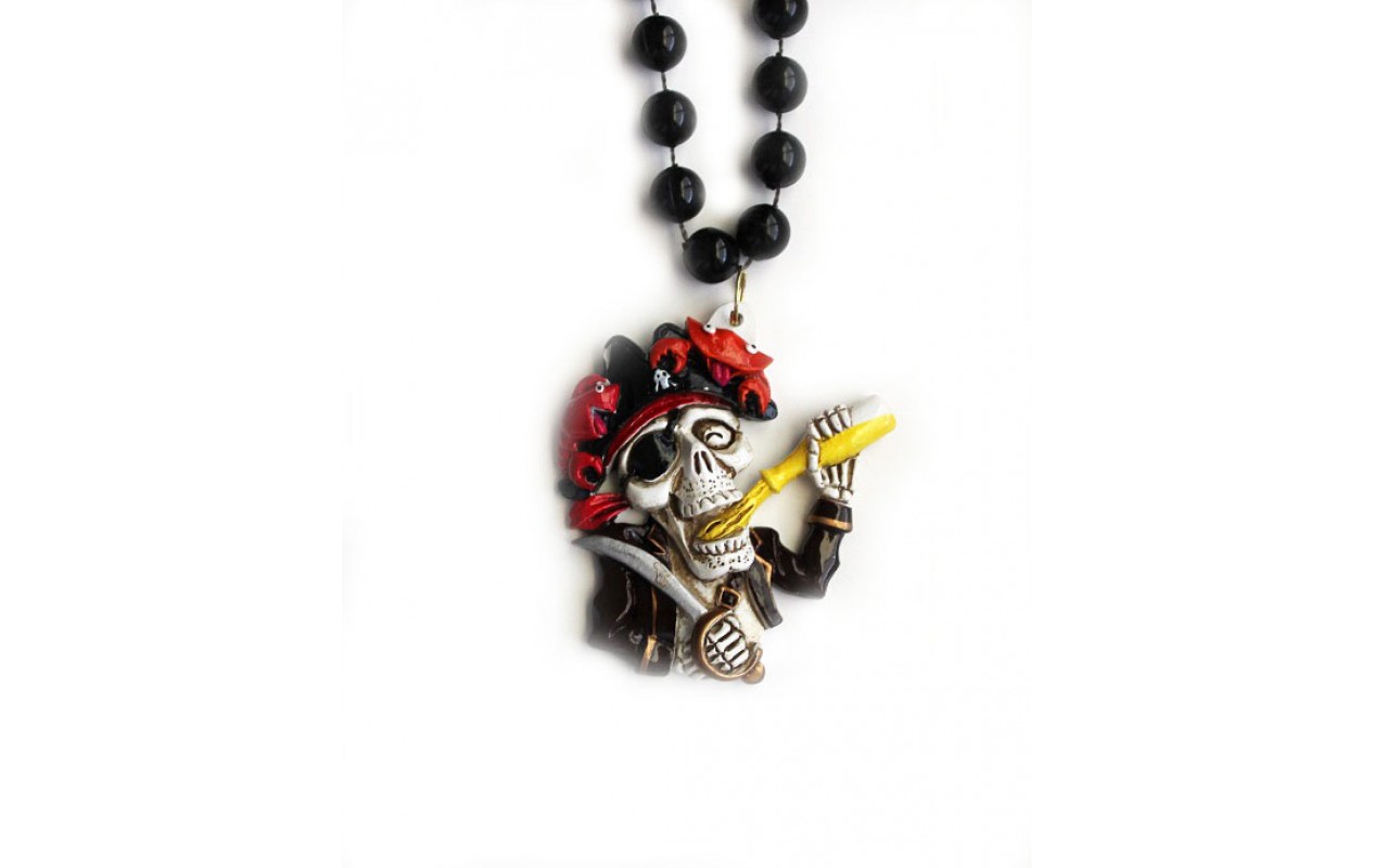 Hand-Painted Pirate Skull Beads from Beads by the Dozen, New Orleans