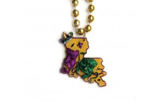 Louisiana Map with Comedy Tragedy Beads