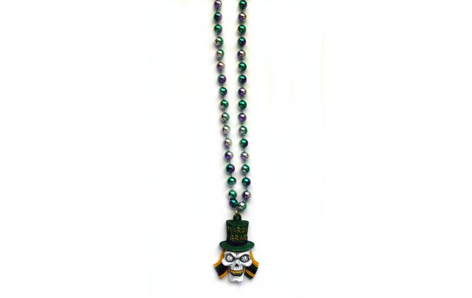 Skull with Mardi Gras Hat Bead