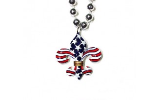 Red White and Blue Fleur de Lis Bead