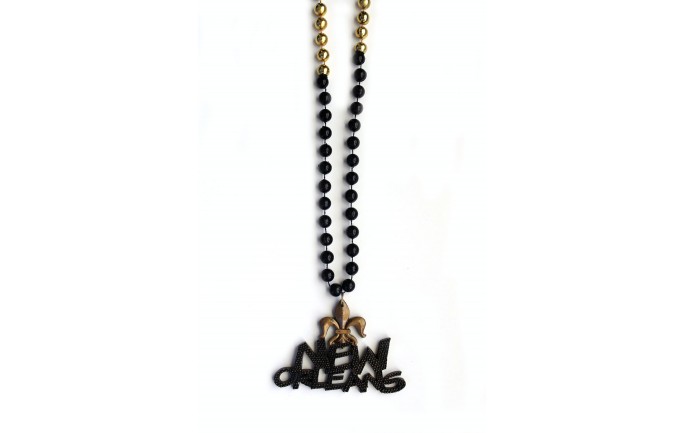 Black and Gold Fleur de Lis New Orleans Bead