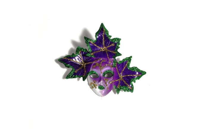 Mardi Gras Glittered Full Face Magnet