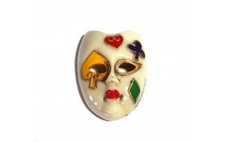 Ceremic Card Deck Symbols Mardi Gras Mask Magnet