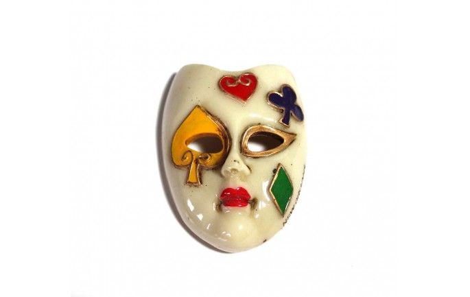 Ceremic Card Deck Symbols Mardi Gras Mask Magnet