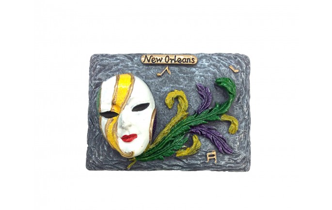 New Orleans Full Face Mask on a Tile Magnet