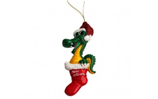 Alligator in Stocking Christmas Ornament 