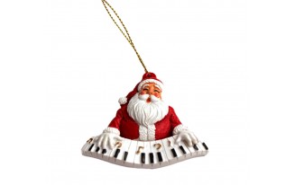 Santa playing Piano Keyboard Ornament