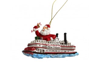 Santa in Steamboat Ornament
